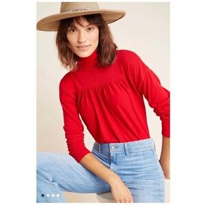 ANTHROPOLOGIE MAEVE Mariah Gathered Turtleneck Sweater Size XS